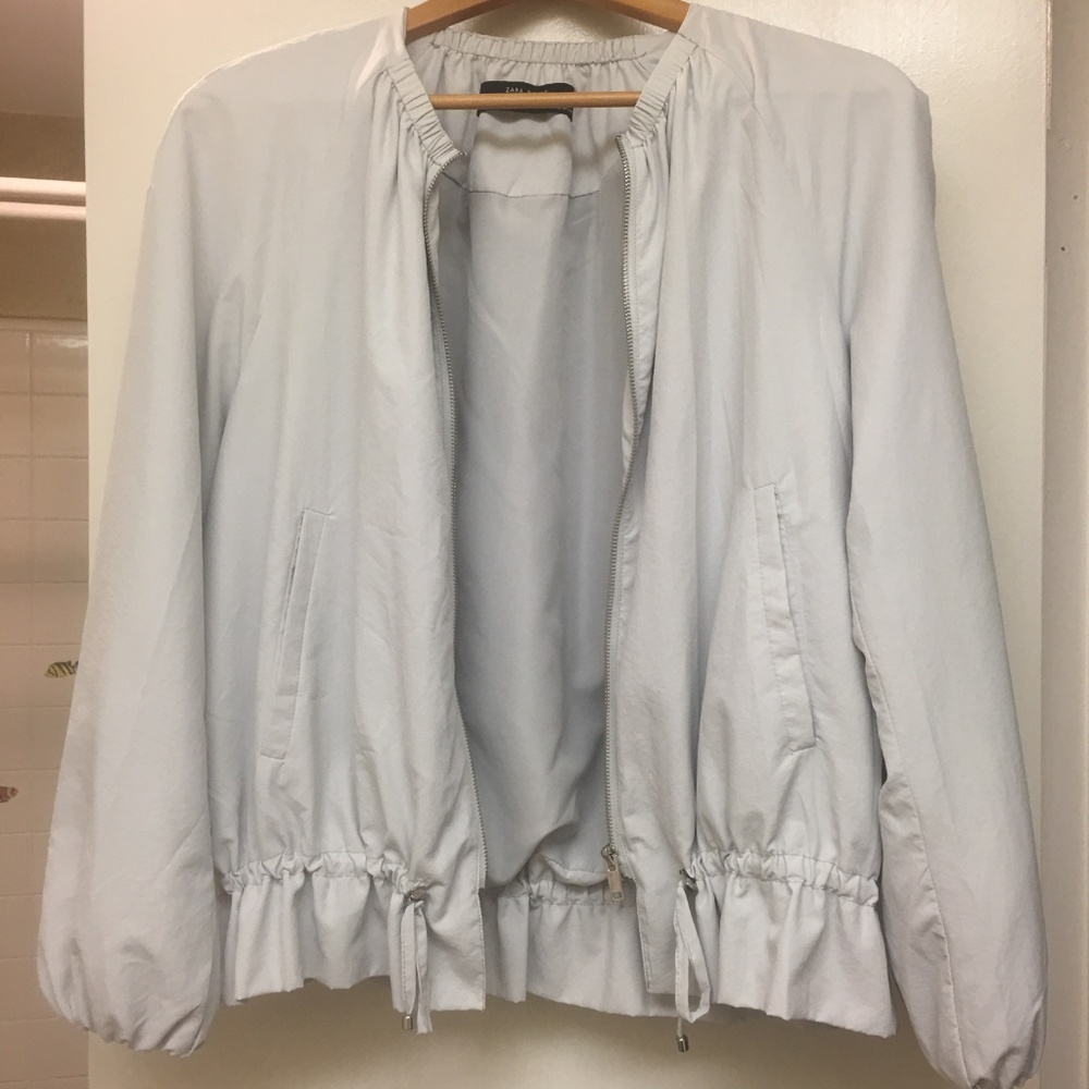 Zara basic outerwear light blue bomber